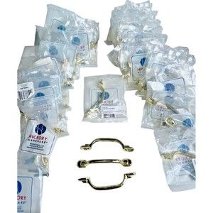 Mid Century Modern Light Brass Arch Footed Cabinet Handle Drawer Pull 3in 45 LOT